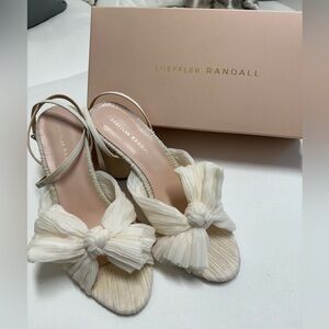 NWT Loeffler Randall - Camellia bow-embellished plissé-organza sandals